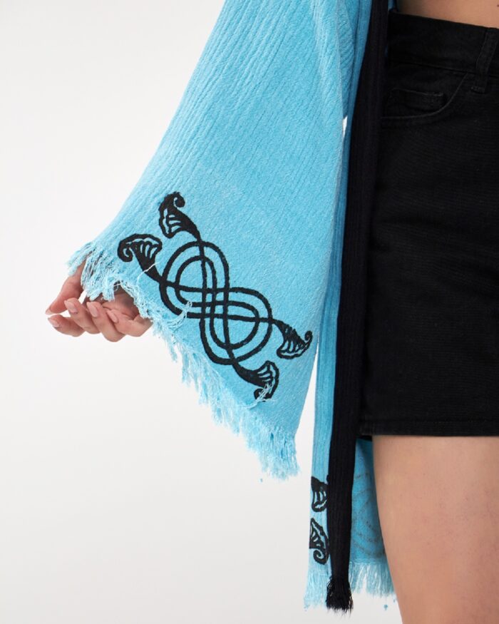 Lotus Eye Blue Short Kimono