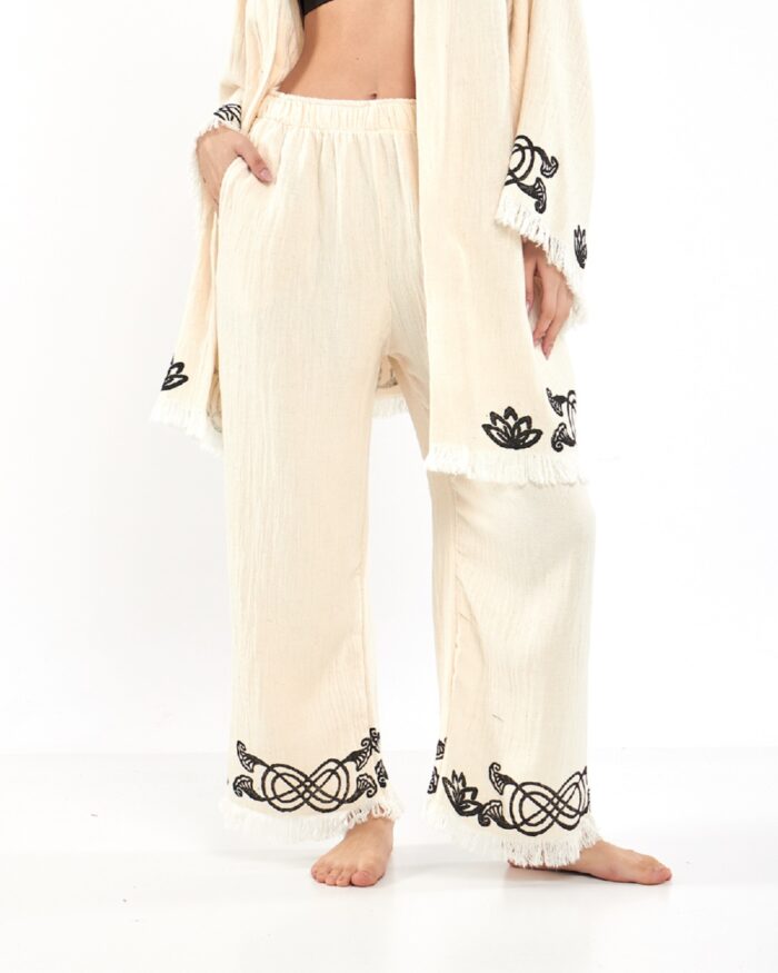 Lotus Eye Ecru Hosen-Kimono-Set Lotus Eye Ecru Hosen-Kimono-Set