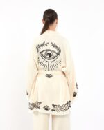 Lotus Eye Ecru Hosen-Kimono-Set