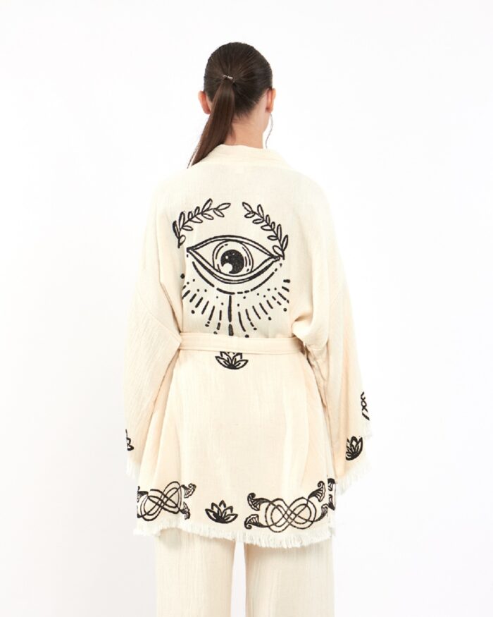 Lotus Eye Ecru Hosen-Kimono-Set Lotus Eye Ecru Hosen-Kimono-Set