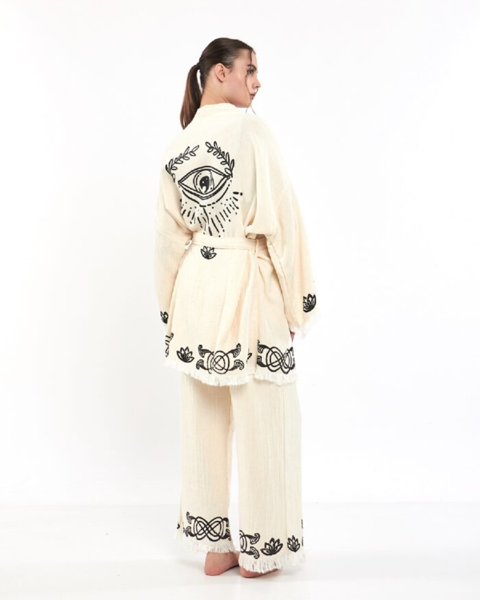 Lotus Eye Ecru Hosen-Kimono-Set Lotus Eye Ecru Hosen-Kimono-Set