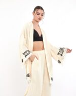 Lotus Eye Ecru Hosen-Kimono-Set