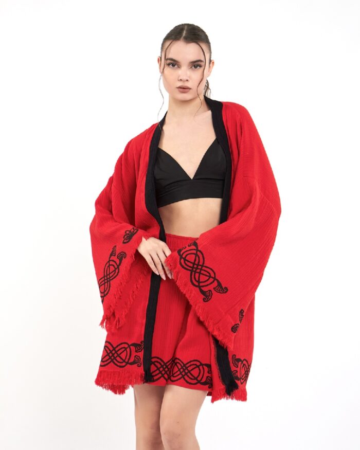 Lotusauge Rote Shorts Kimono Lotusauge Rote Shorts Kimono