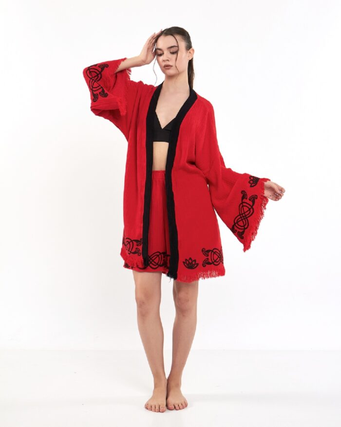 Lotusauge Rote Shorts Kimono Lotusauge Rote Shorts Kimono