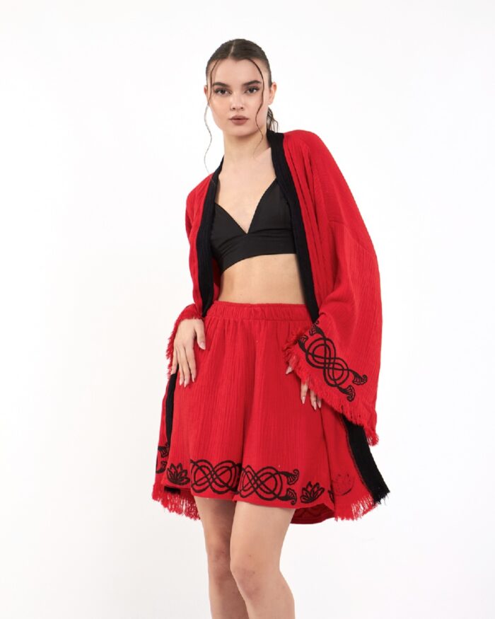 Lotusauge Rote Shorts Kimono Lotusauge Rote Shorts Kimono