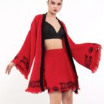 Lotusauge Rote Shorts Kimono
