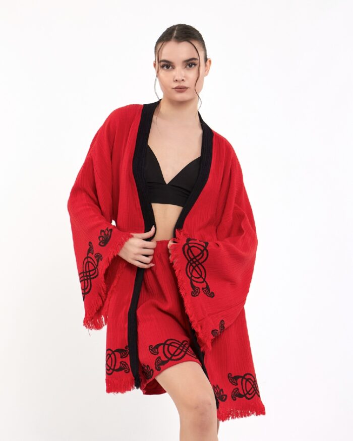 Lotusauge Rote Shorts Kimono Lotusauge Rote Shorts Kimono