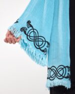 طقم كيمونو أزرق اللون أزرق عين لوتس أسود