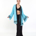 Lotusauge Blau Schwarz Kimono Set