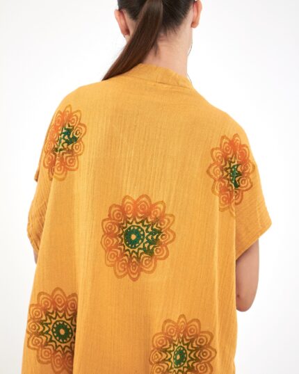 Mandala Pantolonlu Sarı Müslin Yelek