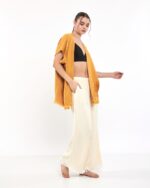 Mandala Pantolonlu Sarı Müslin Yelek