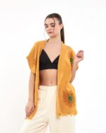 Mandala Pantolonlu Sarı Müslin Yelek