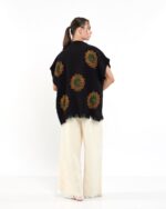 Mandala Pantolonlu Siyah Müslin Yelek