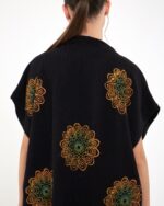 Mandala Pantolonlu Siyah Müslin Yelek