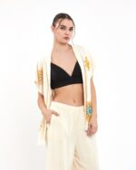 Mandala Sarı Pantolonlu Müslin Yelek