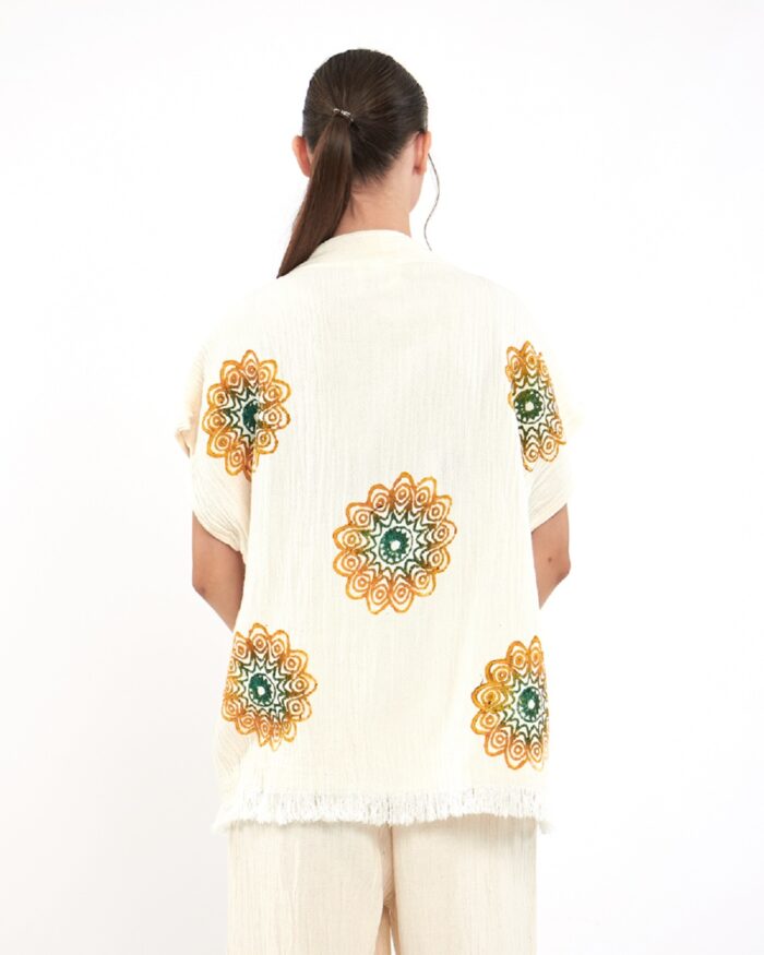 Mandala Sarı Pantolonlu Müslin Yelek Mandala Sarı Pantolonlu Müslin Yelek