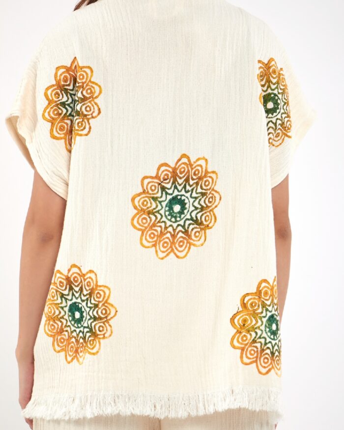 Mandala Sarı Pantolonlu Müslin Yelek Mandala Sarı Pantolonlu Müslin Yelek