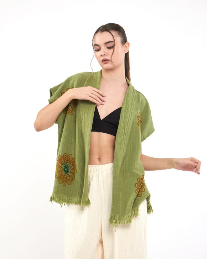 بنطلون ماندالا أخضر ماندالا سترة موسلين بنطلون ماندالا أخضر ماندالا سترة موسلين