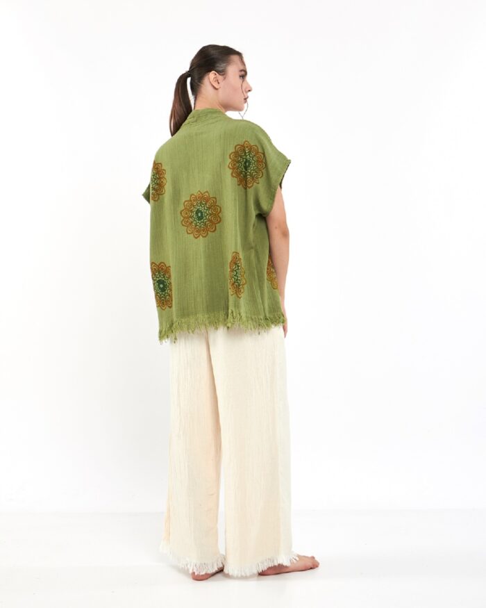 بنطلون ماندالا أخضر ماندالا سترة موسلين بنطلون ماندالا أخضر ماندالا سترة موسلين