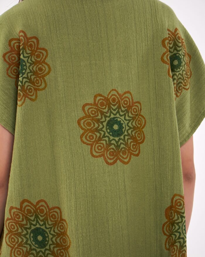 بنطلون ماندالا أخضر ماندالا سترة موسلين بنطلون ماندالا أخضر ماندالا سترة موسلين