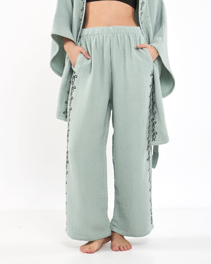 Minzfarbene Kimono-Hose Kimono-Set Minzfarbene Kimono-Hose Kimono-Set