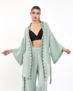 Minzfarbene Kimono-Hose Kimono-Set