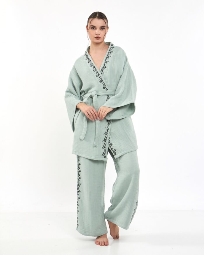 Minzfarbene Kimono-Hose Kimono-Set Minzfarbene Kimono-Hose Kimono-Set