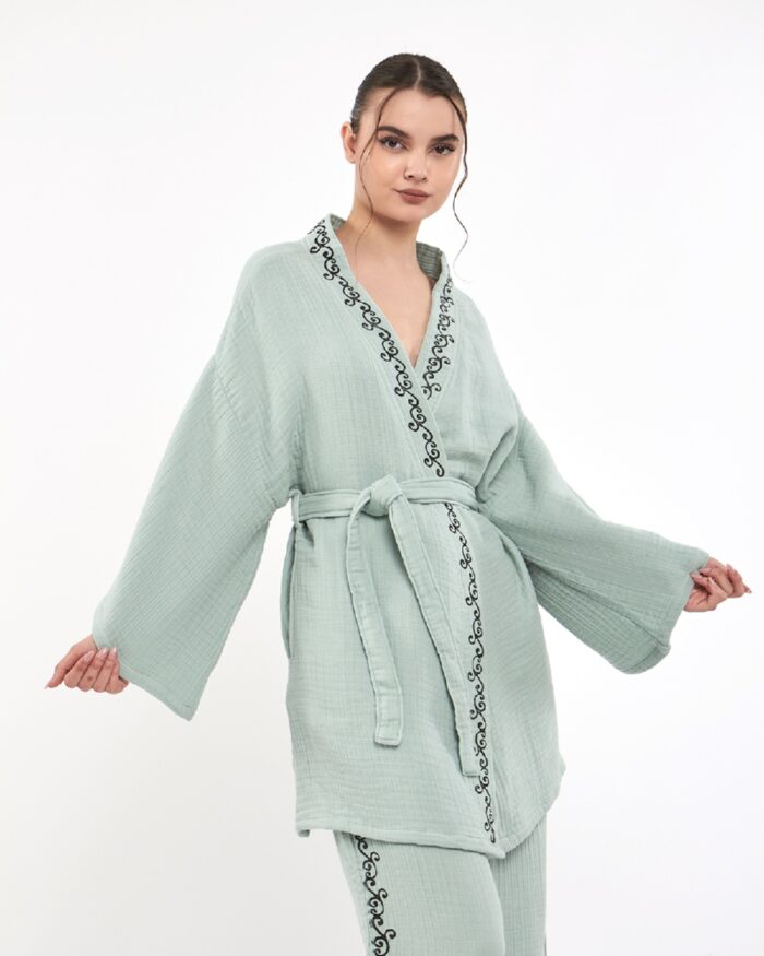 Minzfarbene Kimono-Hose Kimono-Set Minzfarbene Kimono-Hose Kimono-Set