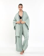 Minzfarbene Kimono-Hose Kimono-Set