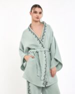 Minzfarbene Kimono-Hose Kimono-Set