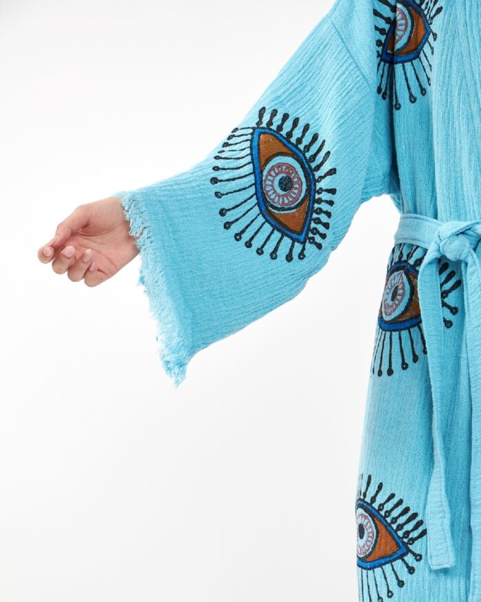 Orange Eye Baby Blue Mini Kimono Orange Eye Baby Blue Mini Kimono
