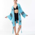 Orange Eye Baby Blue Mini Kimono