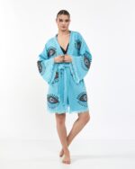 Orange Eye Baby Blue Mini Kimono