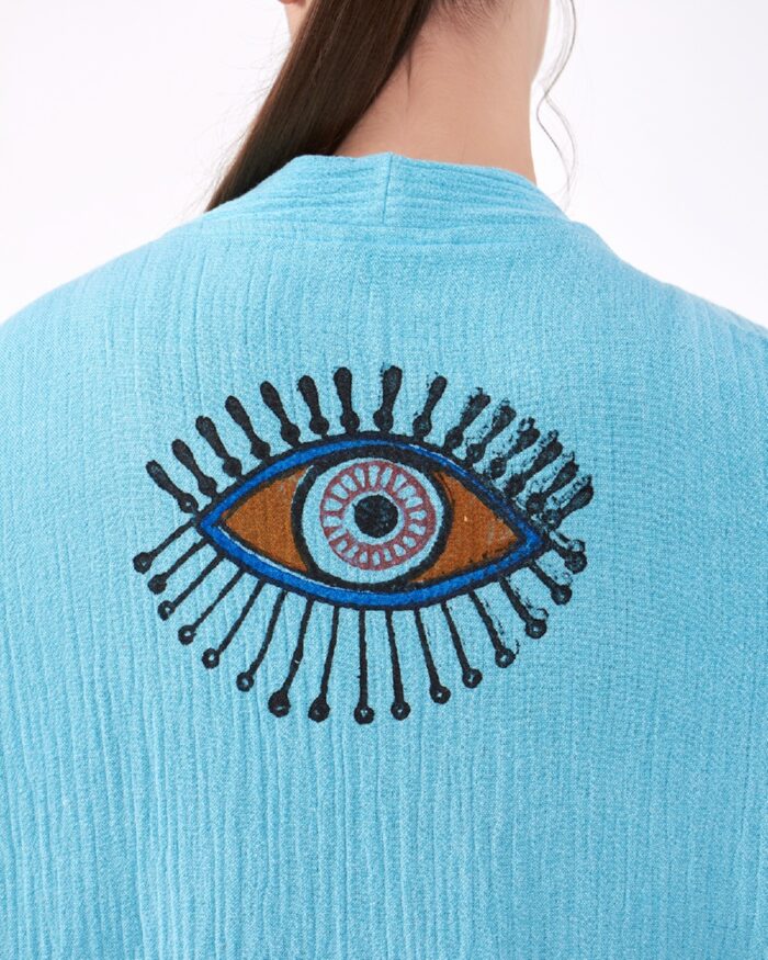 Orange Eye Baby Blue Mini Kimono Orange Eye Baby Blue Mini Kimono