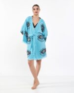 Orange Eye Baby Blue Mini Kimono