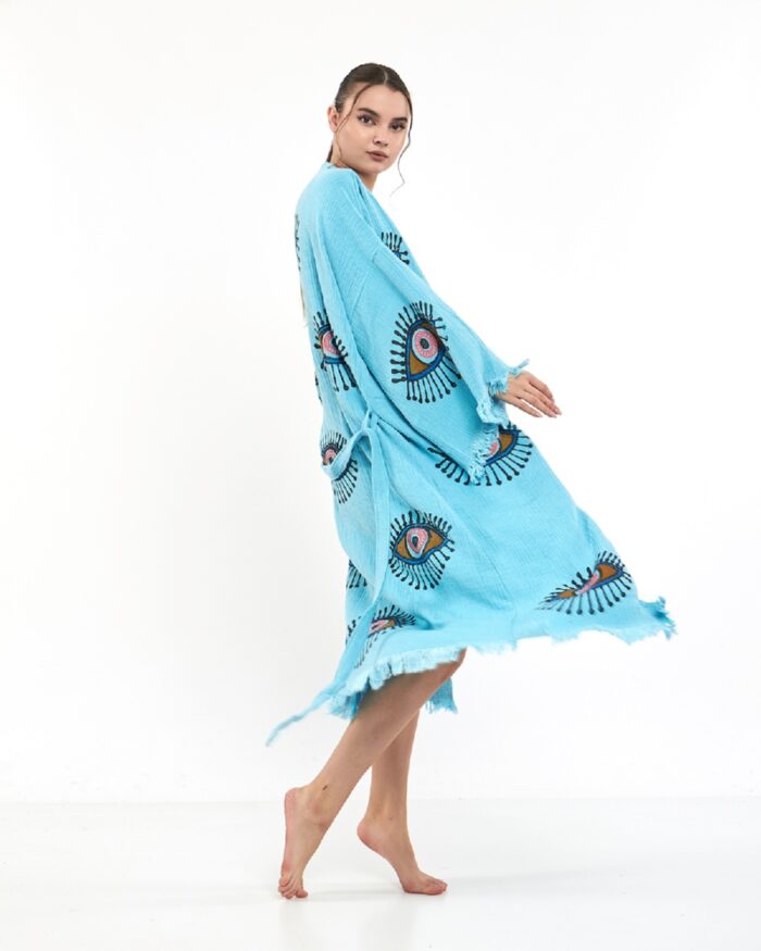 Orange Eye Baby Blue Tall Kimono