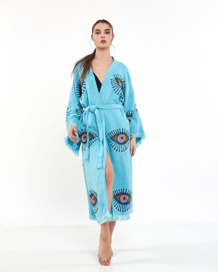 Orange Eye Baby Blue Tall Kimono
