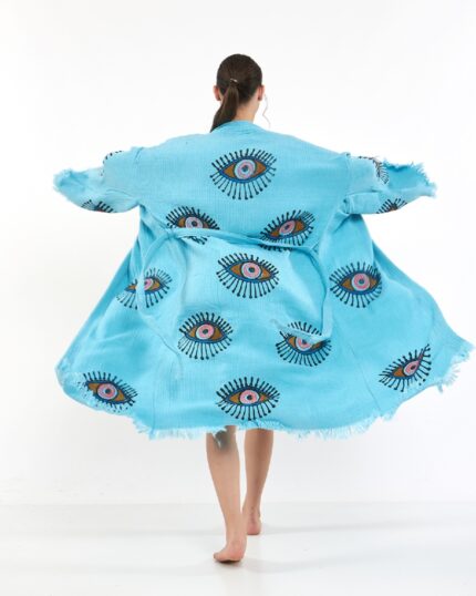 Orange Eye Baby Blue Tall Kimono