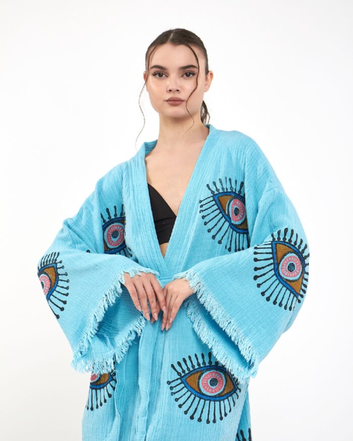 Orange Eye Baby Blue Tall Kimono