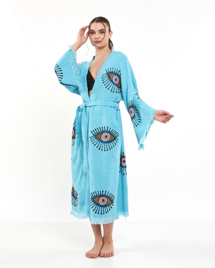 Orange Eye Baby Blue Tall Kimono