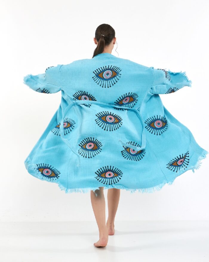 Orange Eye Baby Blue Tall Kimono