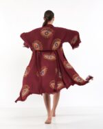 Orange Eye Burgundy Kimono