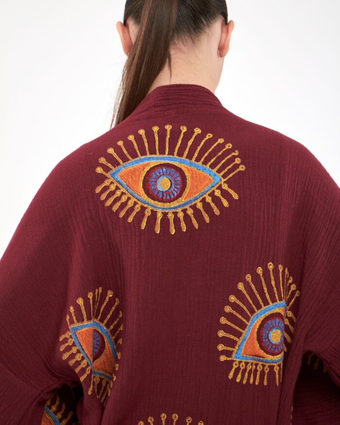 Orange Eye Burgundy Kimono Orange Eye Burgundy Kimono