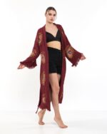 Orange Eye Burgundy Kimono
