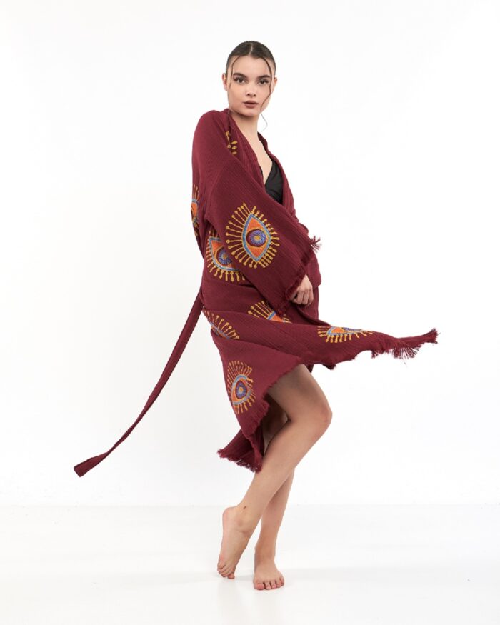 Orange Eye Burgundy Kimono Orange Eye Burgundy Kimono