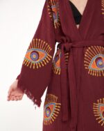 Orange Eye Burgundy Kimono