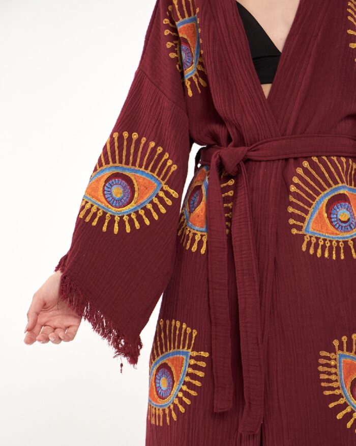 Orange Eye Burgundy Kimono Orange Eye Burgundy Kimono