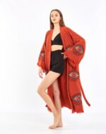 Orangefarbener Kachel-Kimono