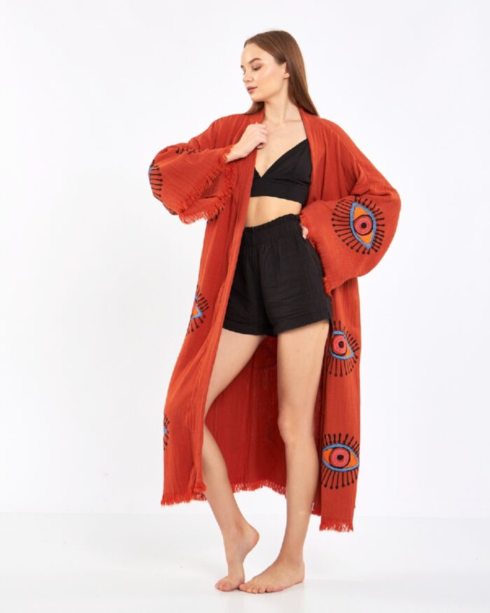 Orangefarbener Kachel-Kimono Orangefarbener Kachel-Kimono