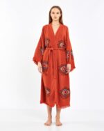 Orangefarbener Kachel-Kimono